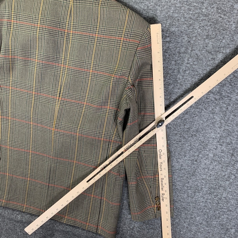 Daks London Blazer Jacket Men 40R Houndstooth Windowpane Gold Button Sport Coat - Picture 13 of 16